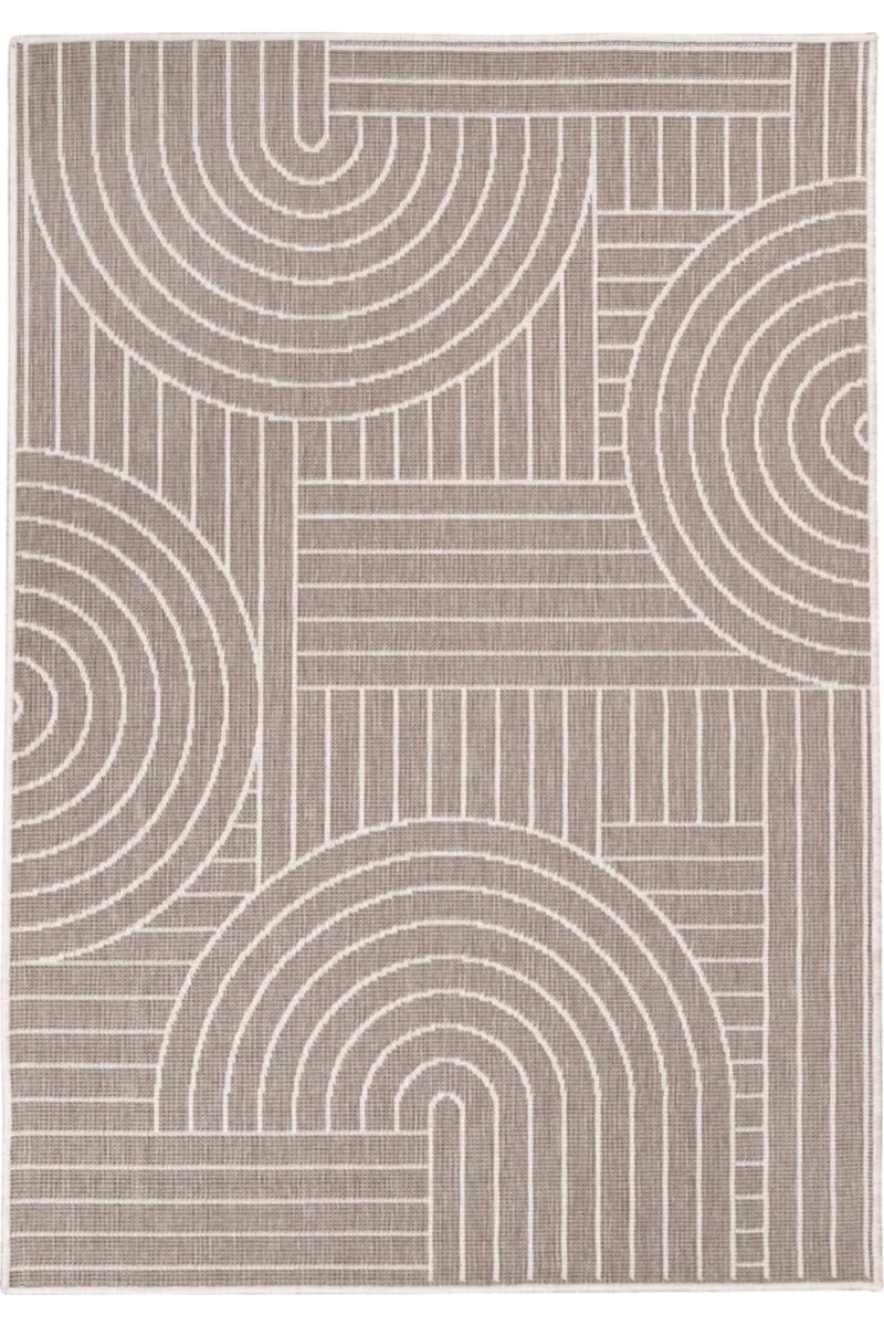 Tapis géométrique réversible beige lin d'intérieur et d'extérieur 120x170 cm