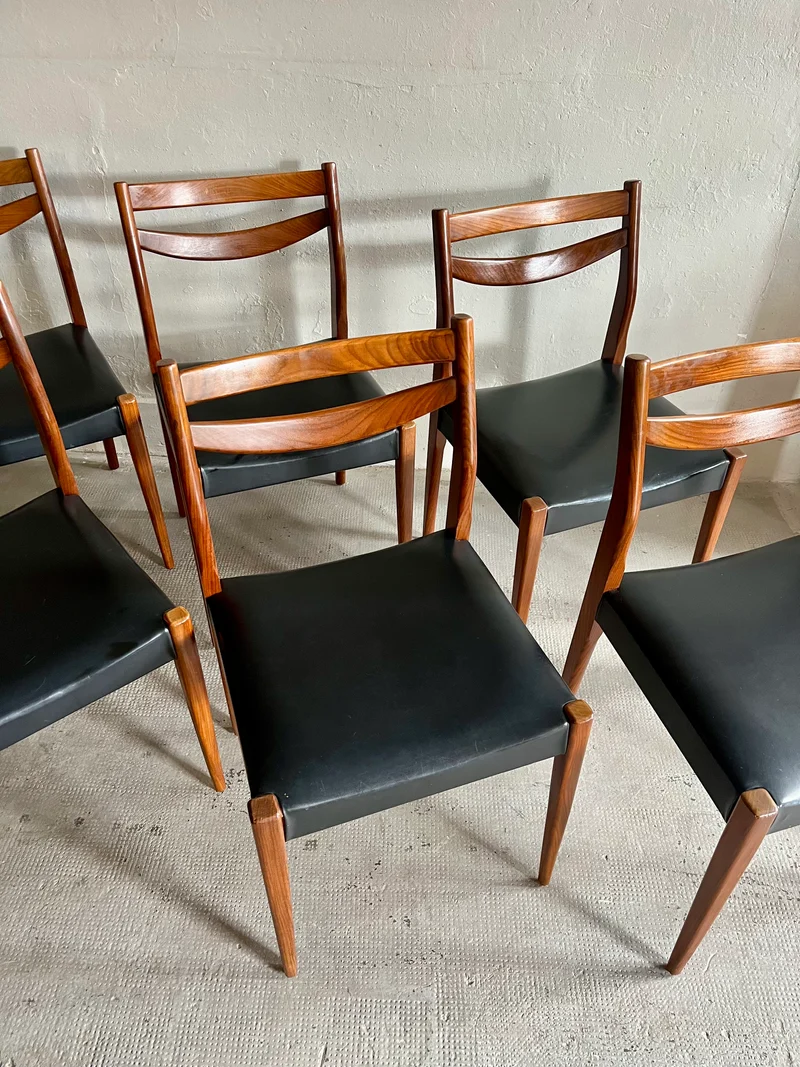 Chaises scandinaves teck et Skaï-lot de 6