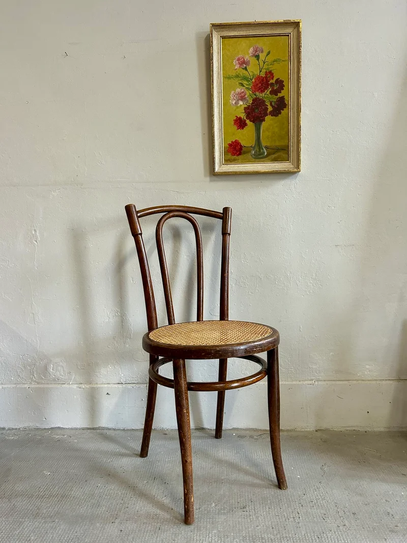 Chaise bistrot bois courbe assise cannage - type Thonet