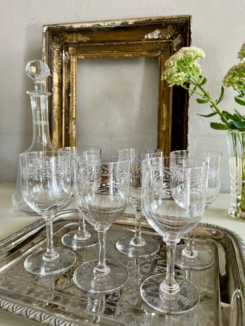 Verre à vin en cristal gravé-lot de 6