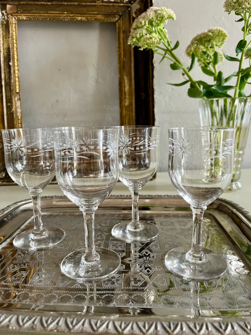 Verre à vin en cristal taillé lot de 4