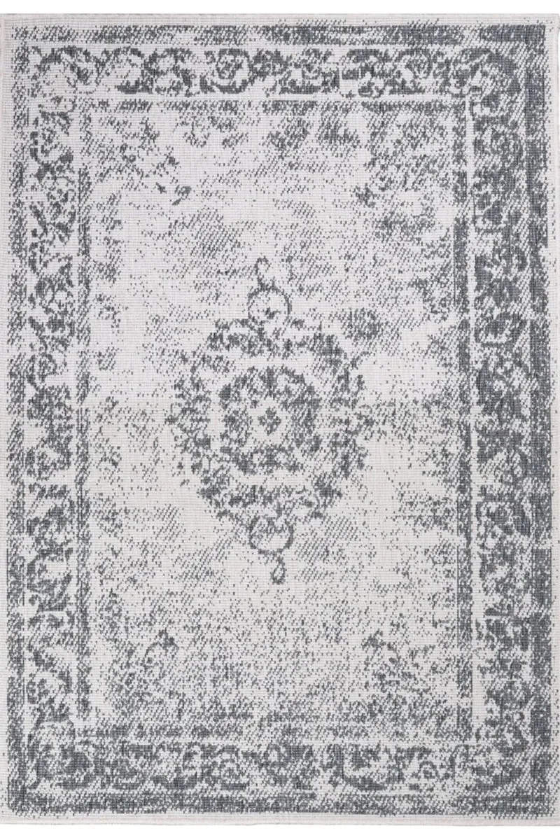 Tapis vintage réversible gris d'intérieur et d'extérieur 200x290 cm