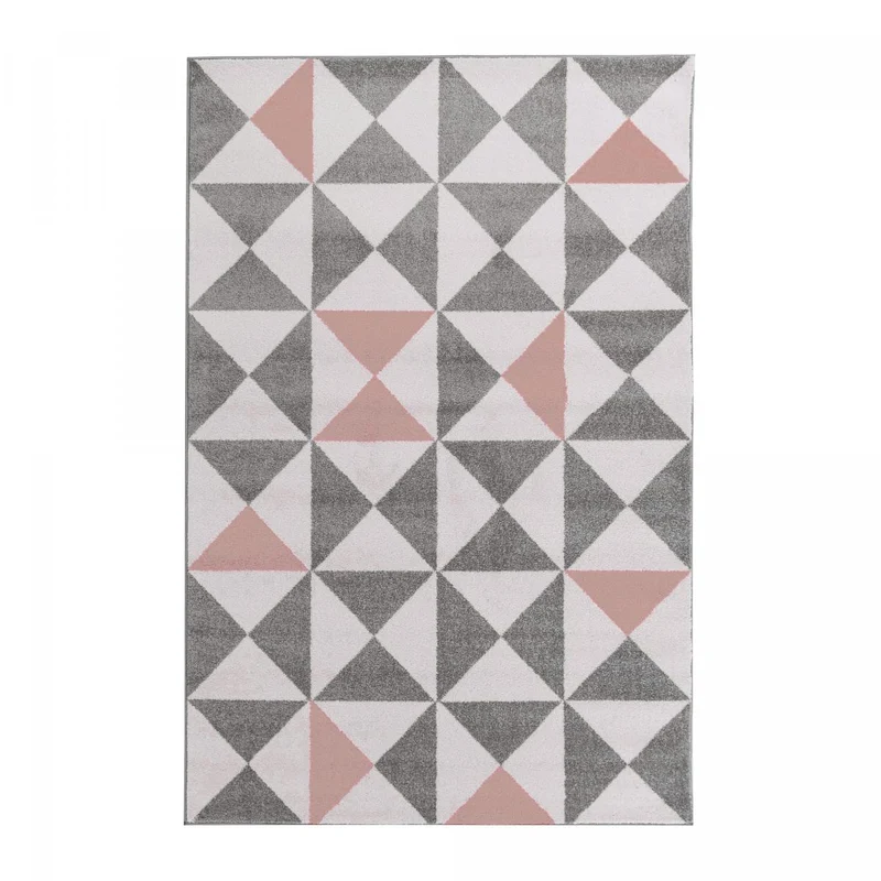 Tapis Triangoulam Rose 120x160 cm – Motif Triangles Salon