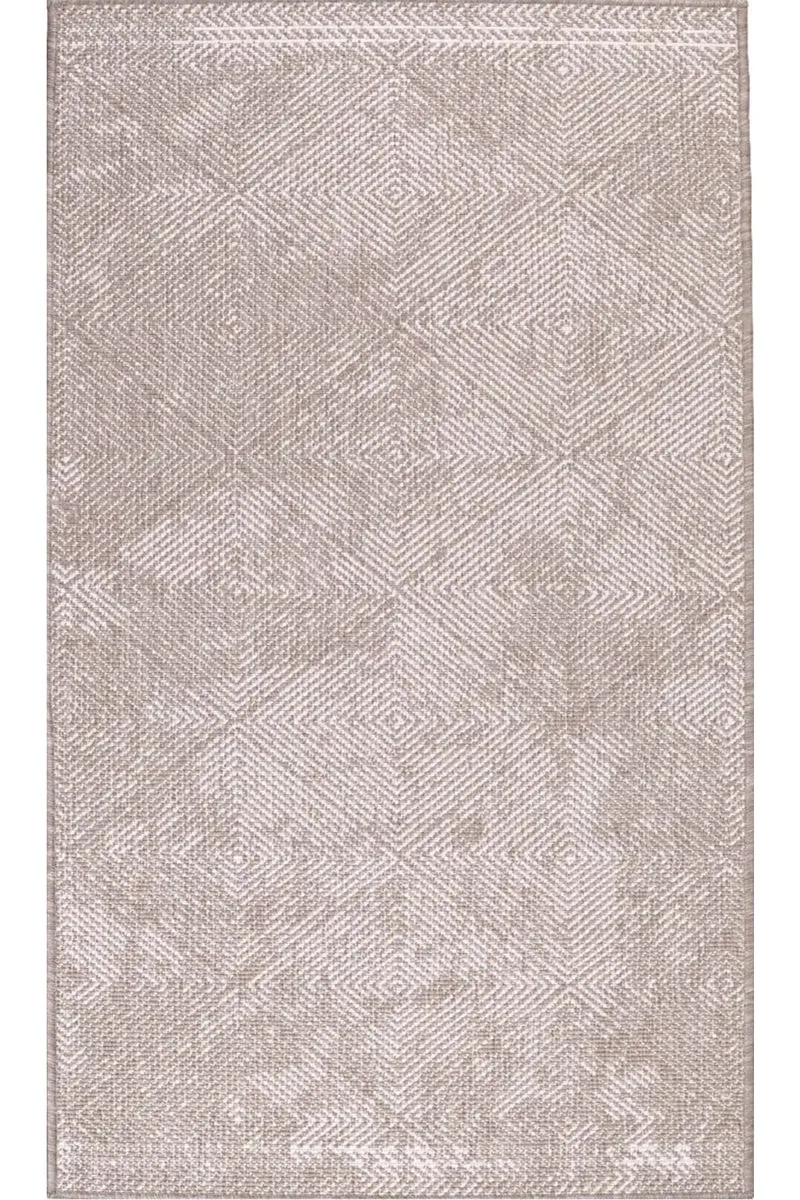 Tapis bohème réversible beige lin d'intérieur et d'extérieur 80x150 cm