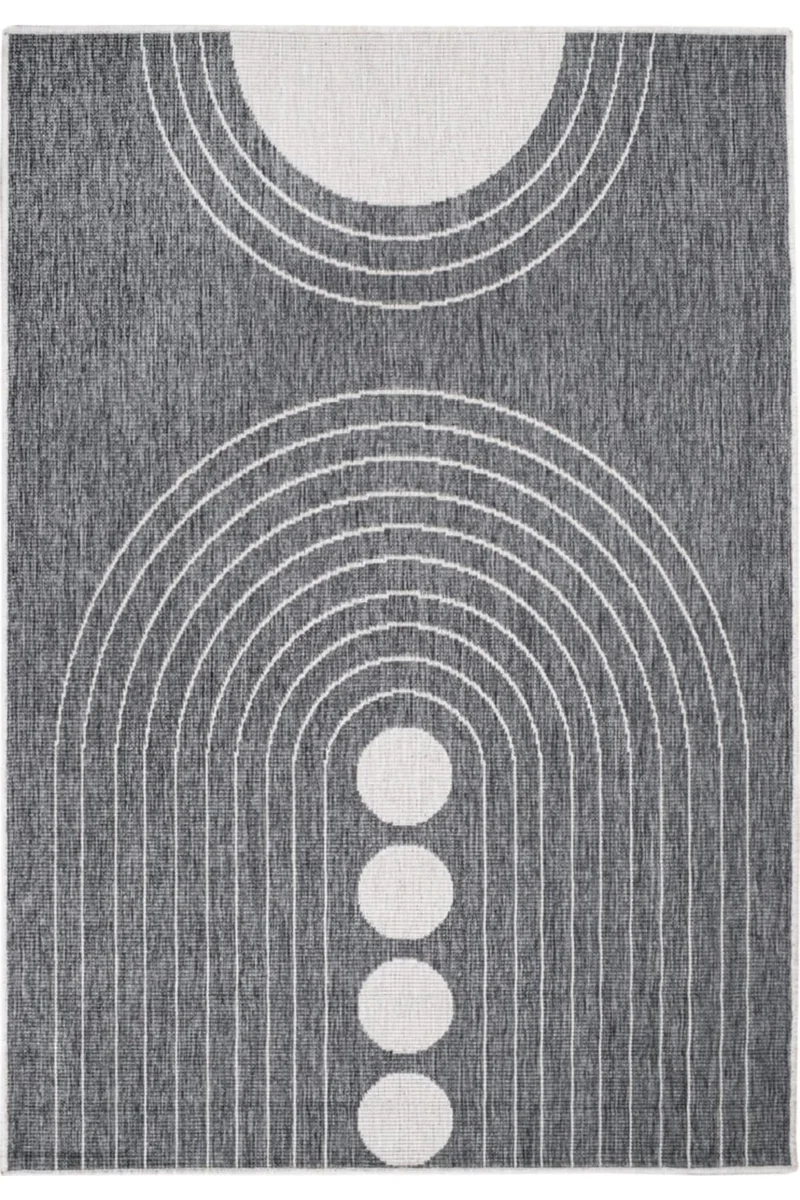 Tapis design réversible gris et blanc d'intérieur et d'extérieur 120x170 cm