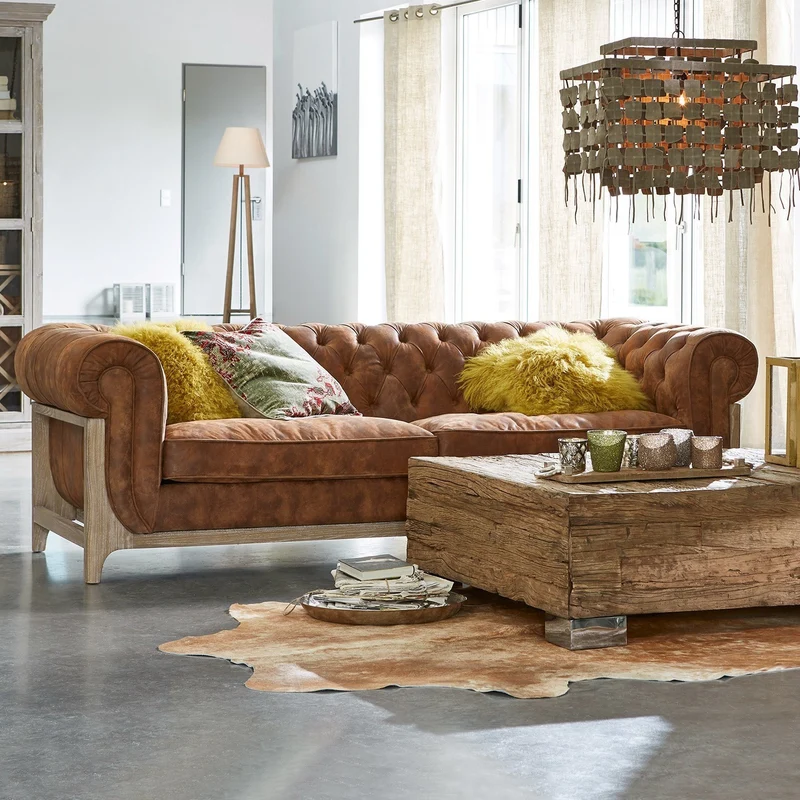 Canapé Chesterfield SWANSBORO 3 places marron Loberon