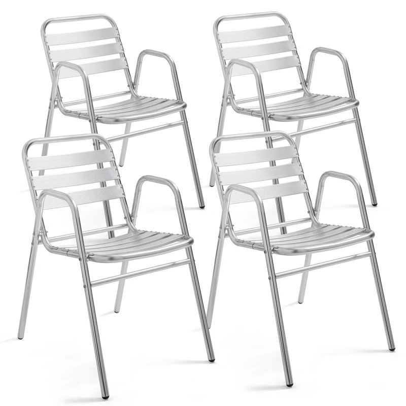 Lot de 4 chaises de jardin en aluminium avec accoudoirs NOTTING HILL