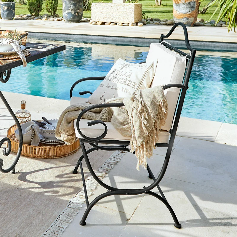 Chaise de jardin LOBERON Avanton métal noir Avanton