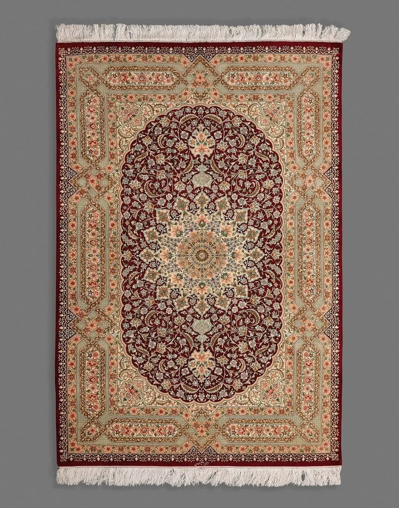 Signed Persian Qum Carpet | Fine Pure Silk Central Medallion