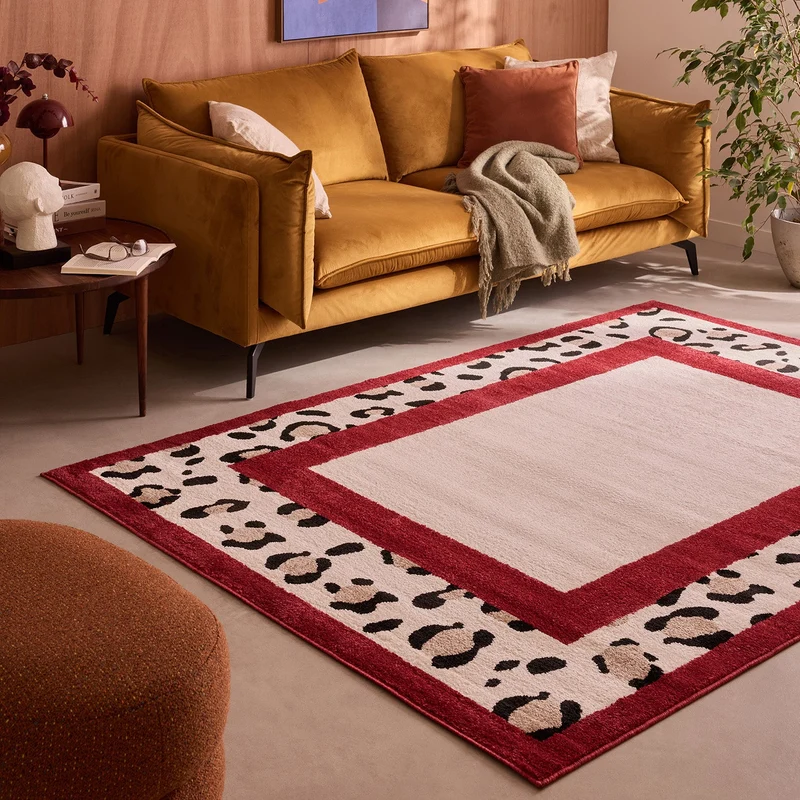 LEOVAH - Tapis intérieur rouge léopard - LEO521ROU