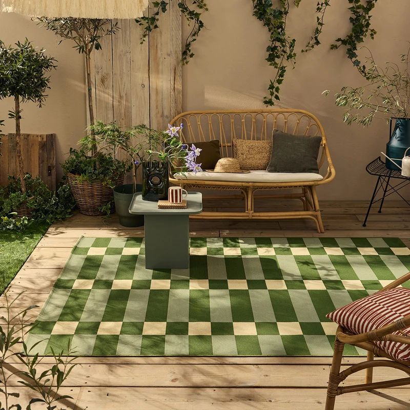 RIVIERA - Tapis d'extérieur au design quadrillé vert - RIV706VER