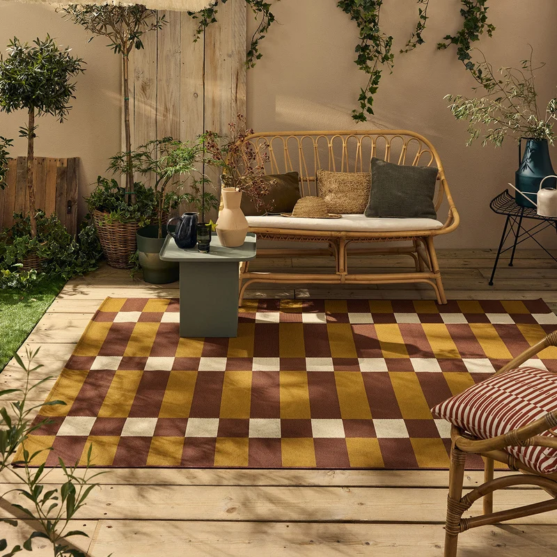 RIVIERA - Tapis d'extérieur au design quadrillé marron - RIV706MAR