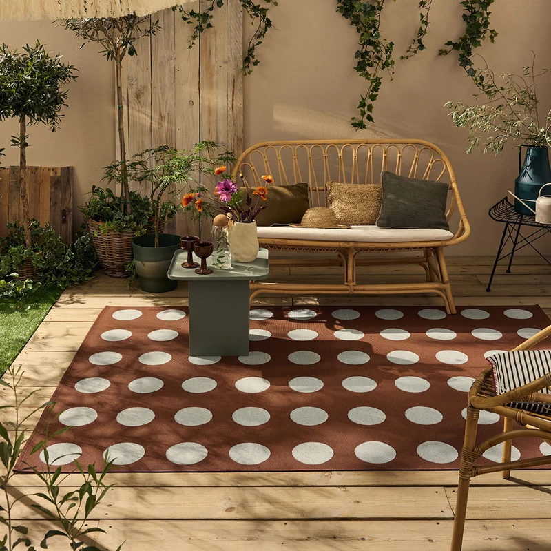 RIVIERA - Tapis d'extérieur marron à motif cercles - RIV705MAR