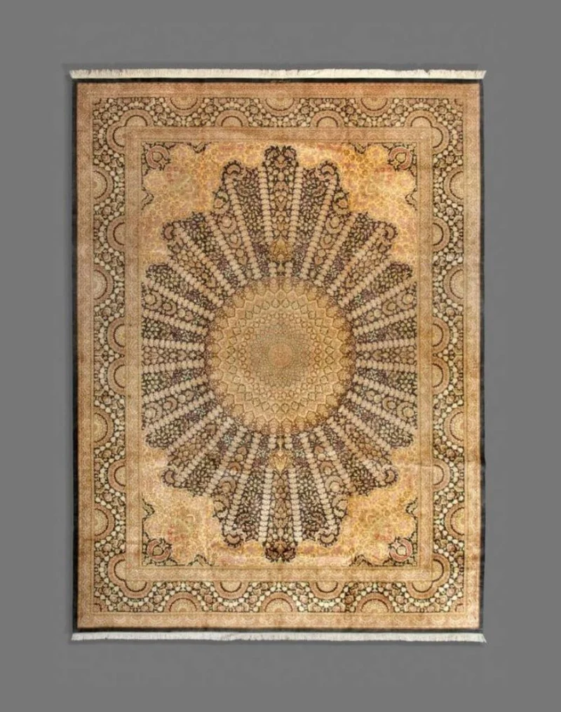 Fine Qum Pure Silk Large Gallery Carpet