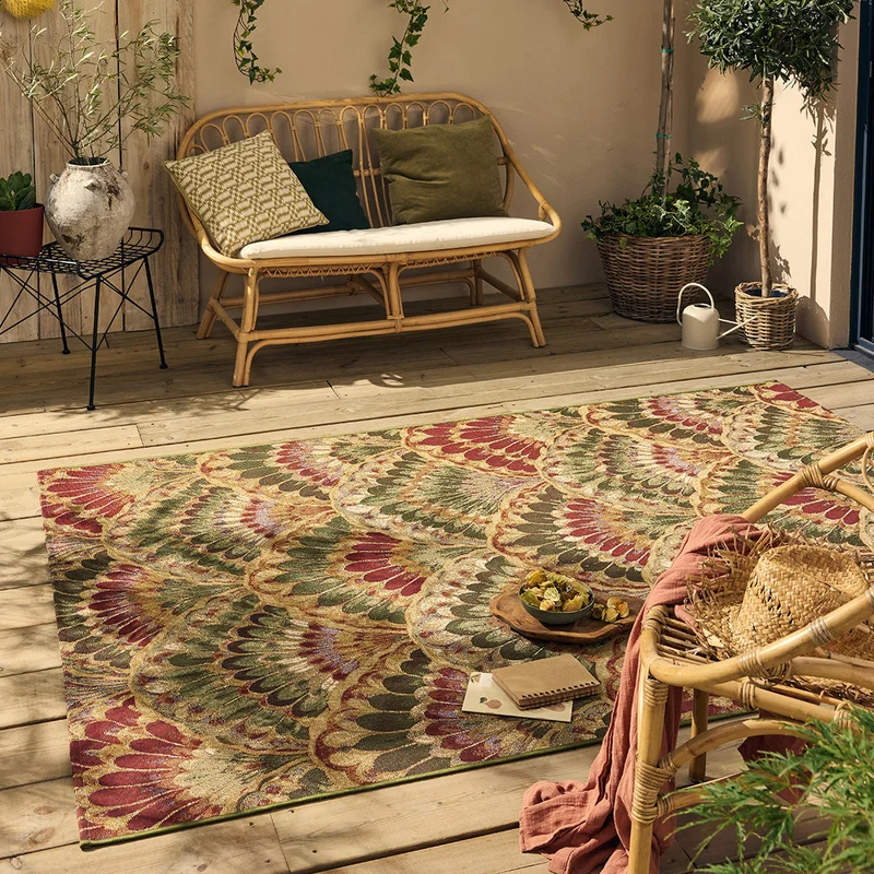 LIDO - Tapis d'extérieur élégant à motif éventail multicolore - LID710MUL