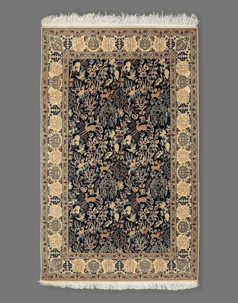 Mid-Century Silk & Kork Wool Nain Toudeshk
