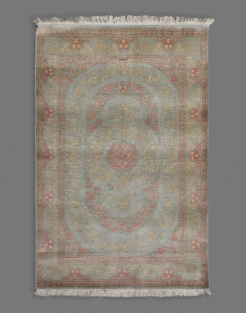 Persian Qum Zanjan Fine Pure Silk Carpet