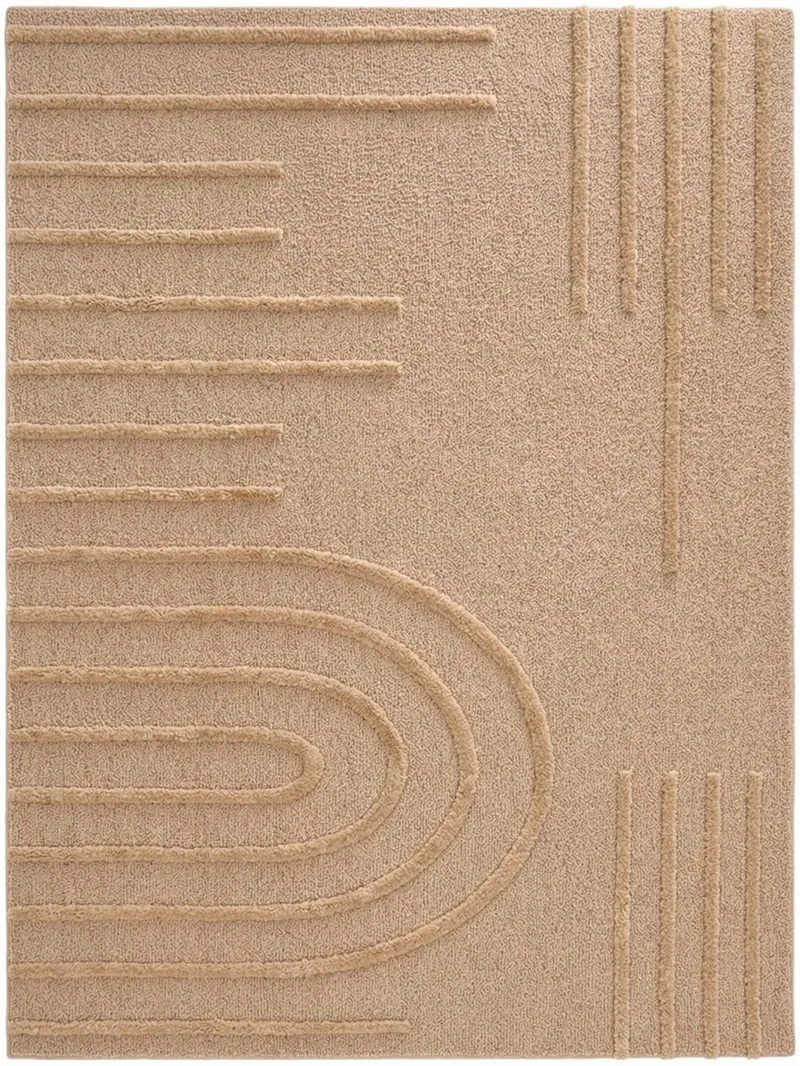 HARMONIE - Tapis de salon beige à motifs linéaires - HAR1122BEI