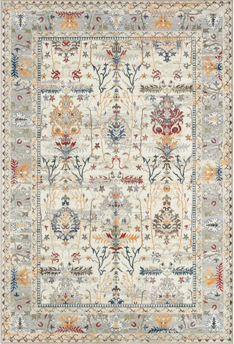 Tapis de salon vintage motifs floraux : RAD18CRE