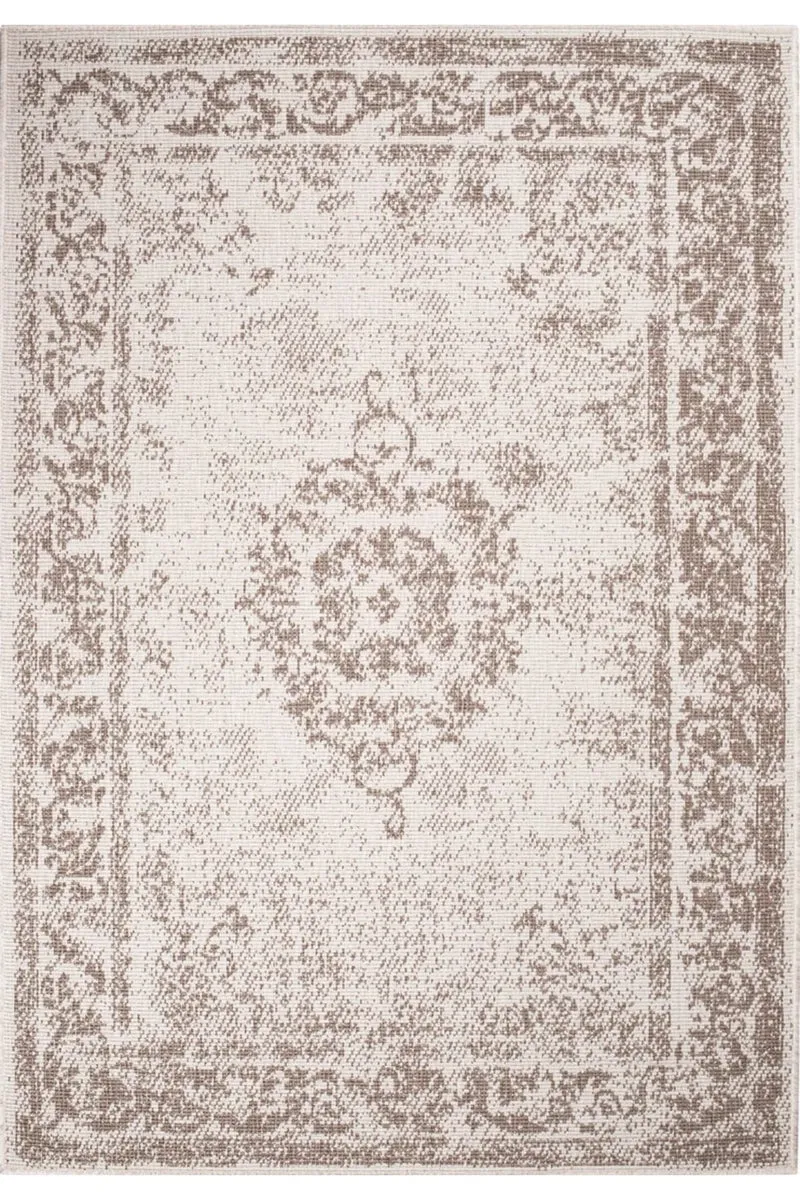 Tapis vintage réversible beige lin d'intérieur et d'extérieur 200x290 cm
