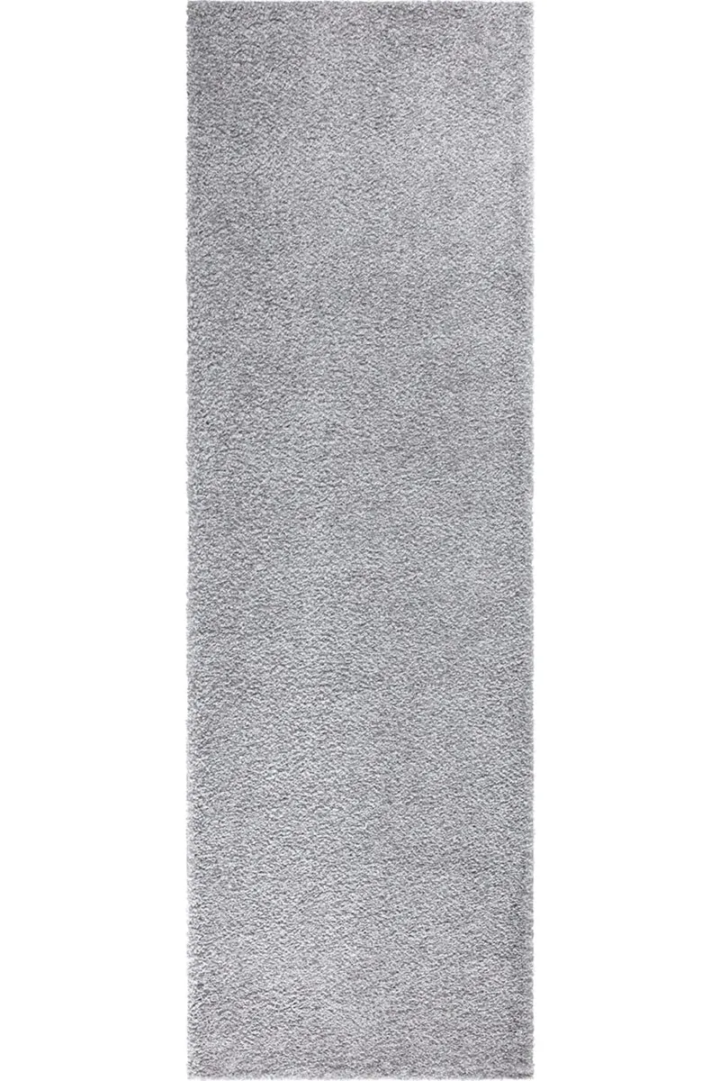 Tapis shaggy uni de descente de lit gris clair 80x300 cm