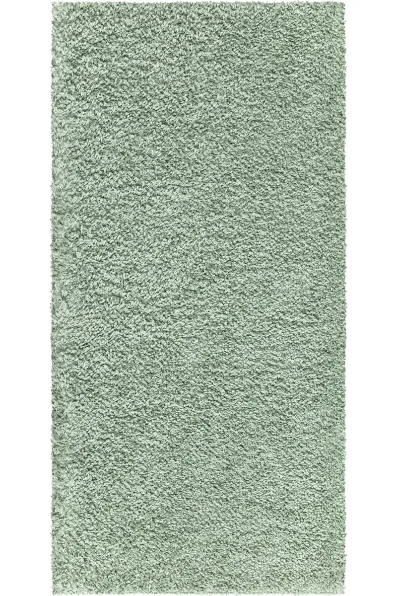 Tapis shaggy uni vert d'eau 100x200 cm