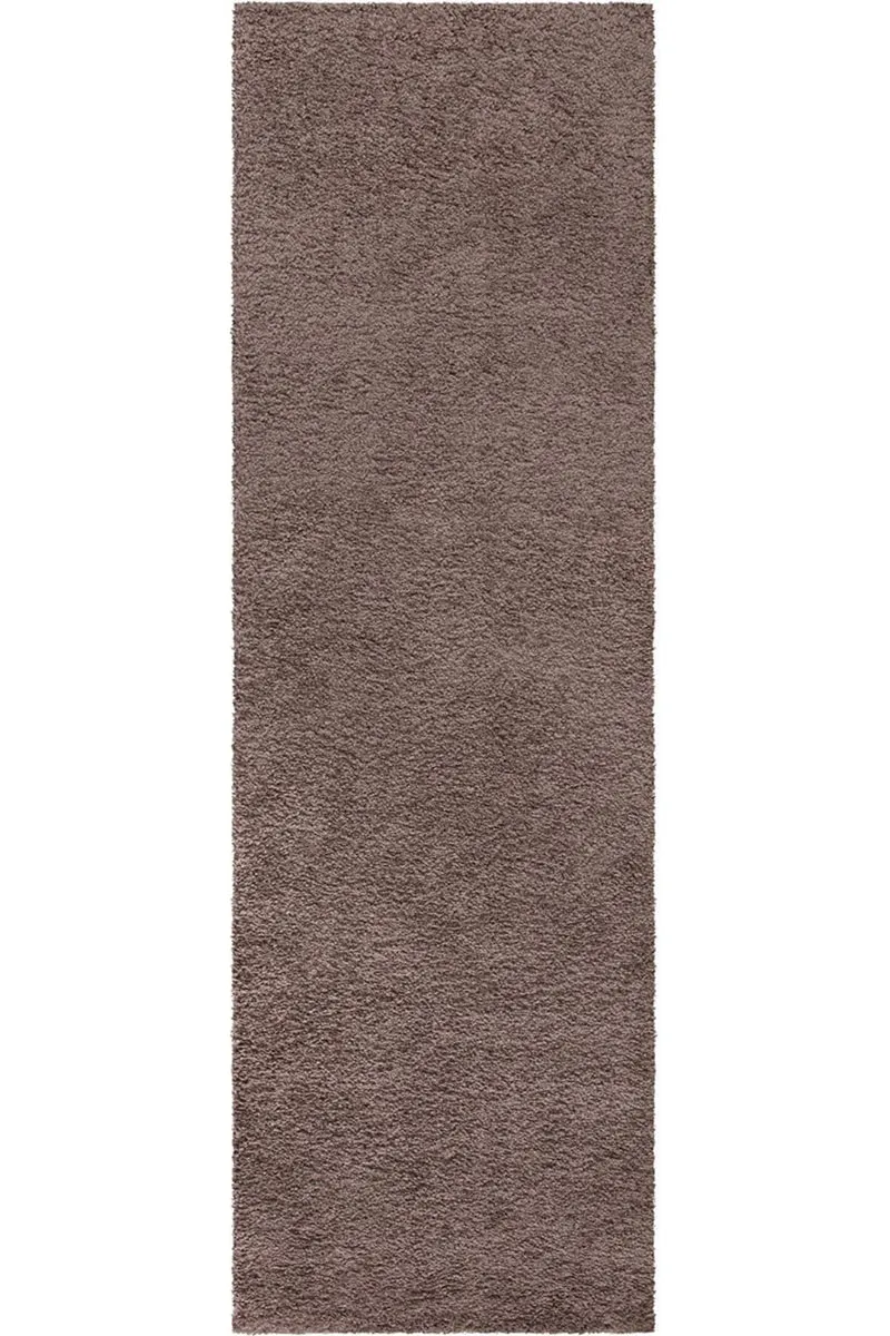 Tapis shaggy uni de descente de lit marron 80x300 cm