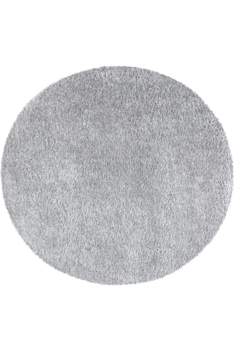 Tapis shaggy uni rond gris clair 200 cm de diamètre