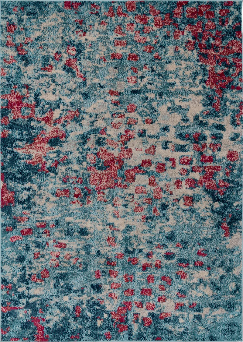ANATOLIA - Tapis vintage à motifs abstraits bleu canard - ANA773BLE