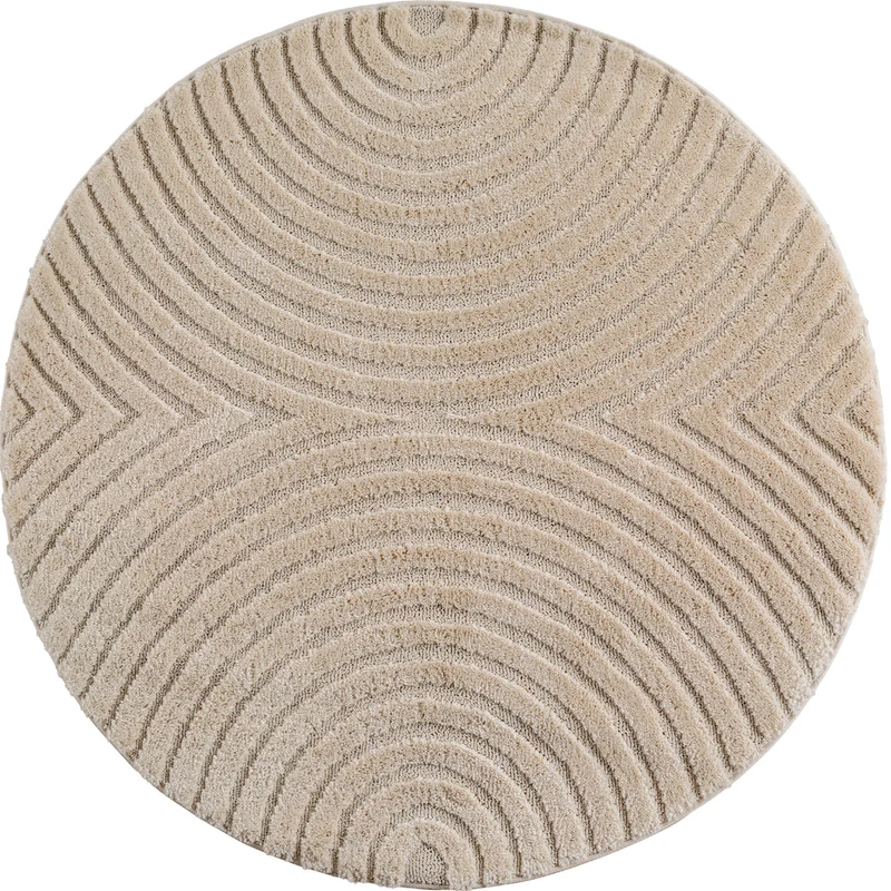 TURIN - tapis moderne rond design arc en relief - TUR1122BEI