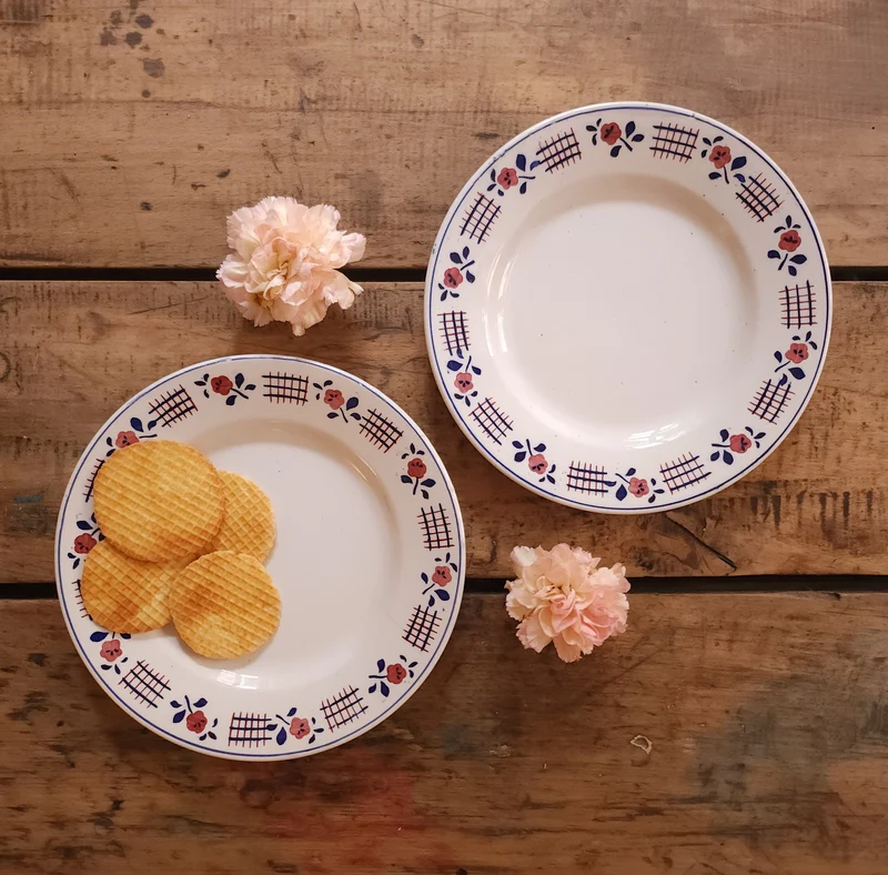 Assiettes plates en céramique Niderviller lot de 2