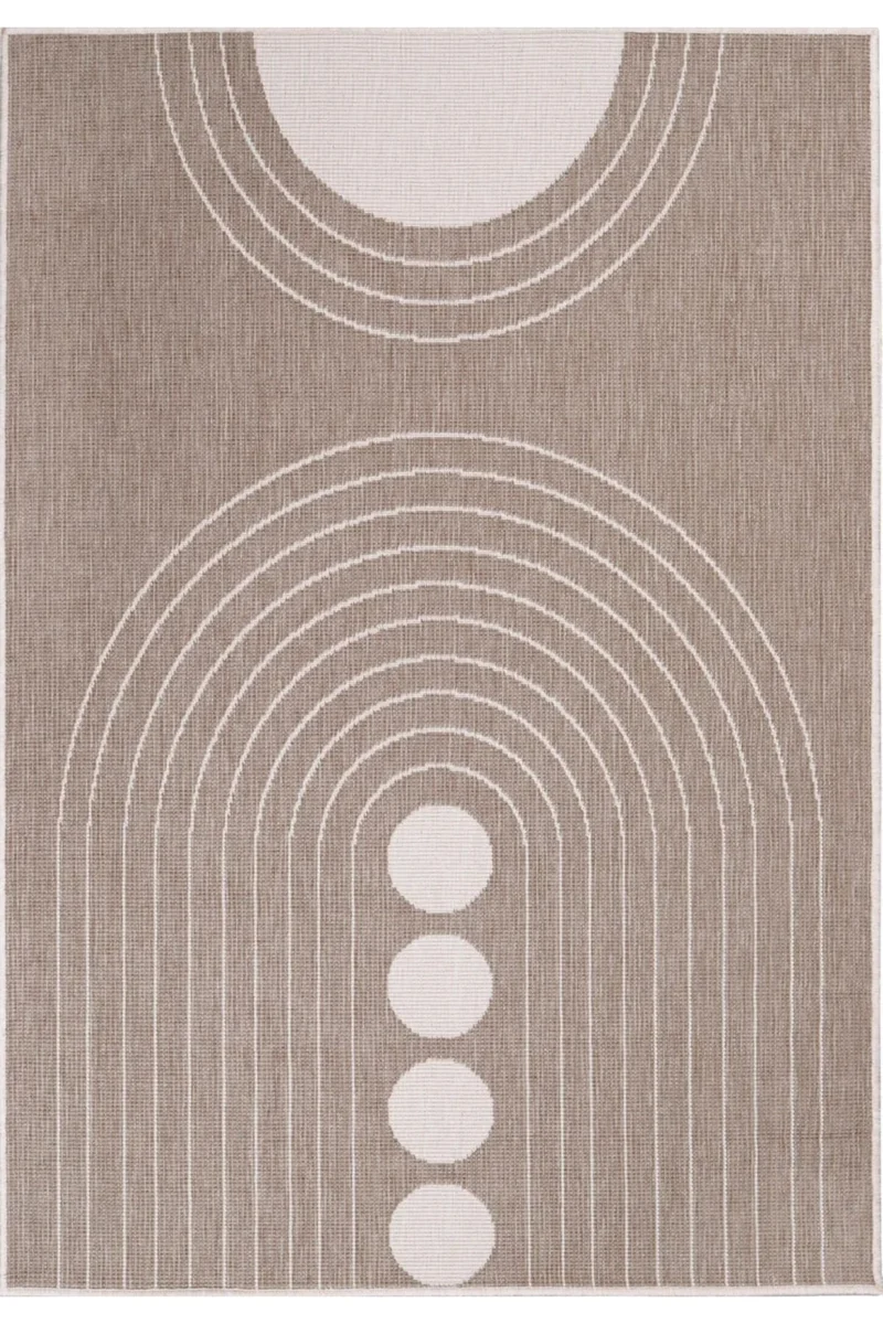 Tapis design réversible beige lin et blanc d'intérieur et d'extérieur 120x170 cm