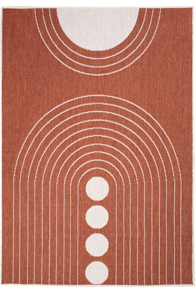 Tapis design réversible terracotta et blanc d'intérieur et d'extérieur 160x230 cm