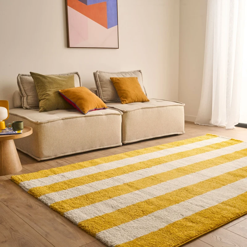 GROOVY - Tapis seventies jaune rayé - GRO390JAU