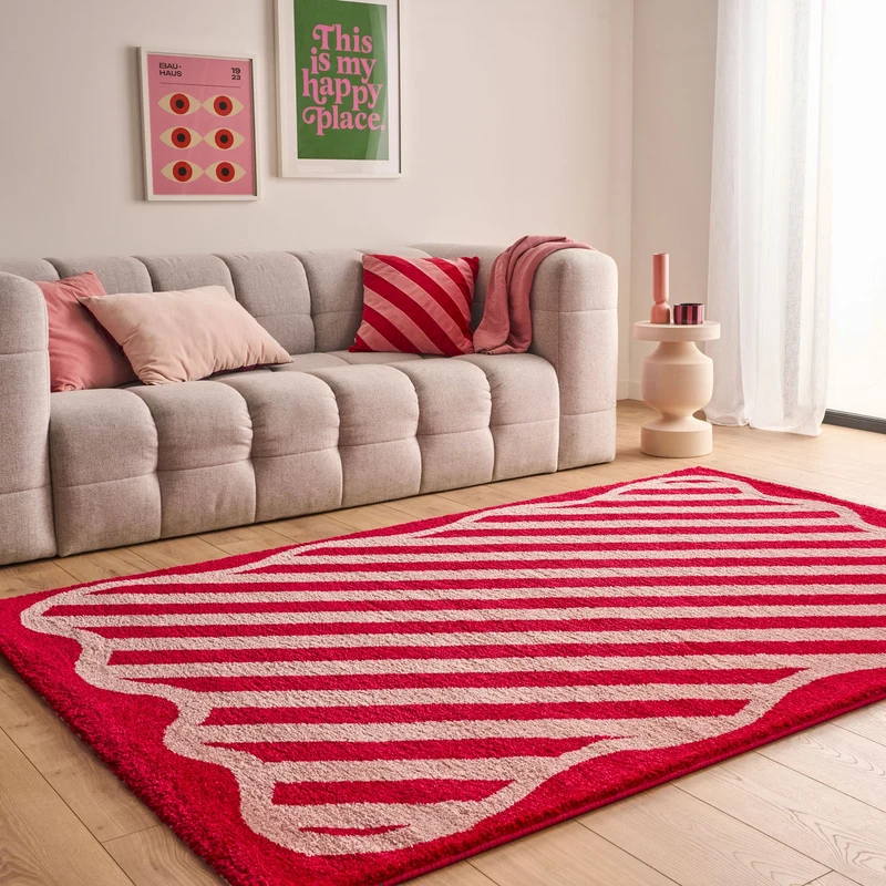 GROOVY - Tapis esprit 70’s rouge et rose - GRO389ROU