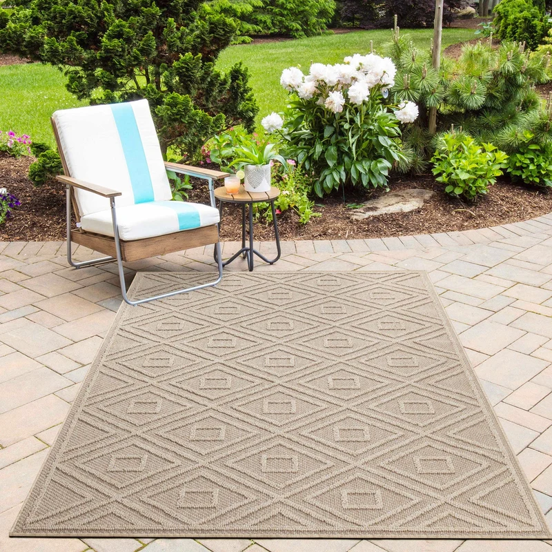 PATARA - Tapis intérieur/extérieur motif graphique beige - PAT4956BEI