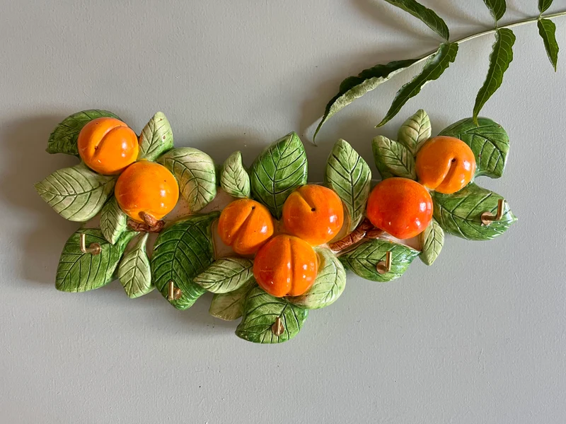 Porte torchons/clés vintage motif abricots Vallauris