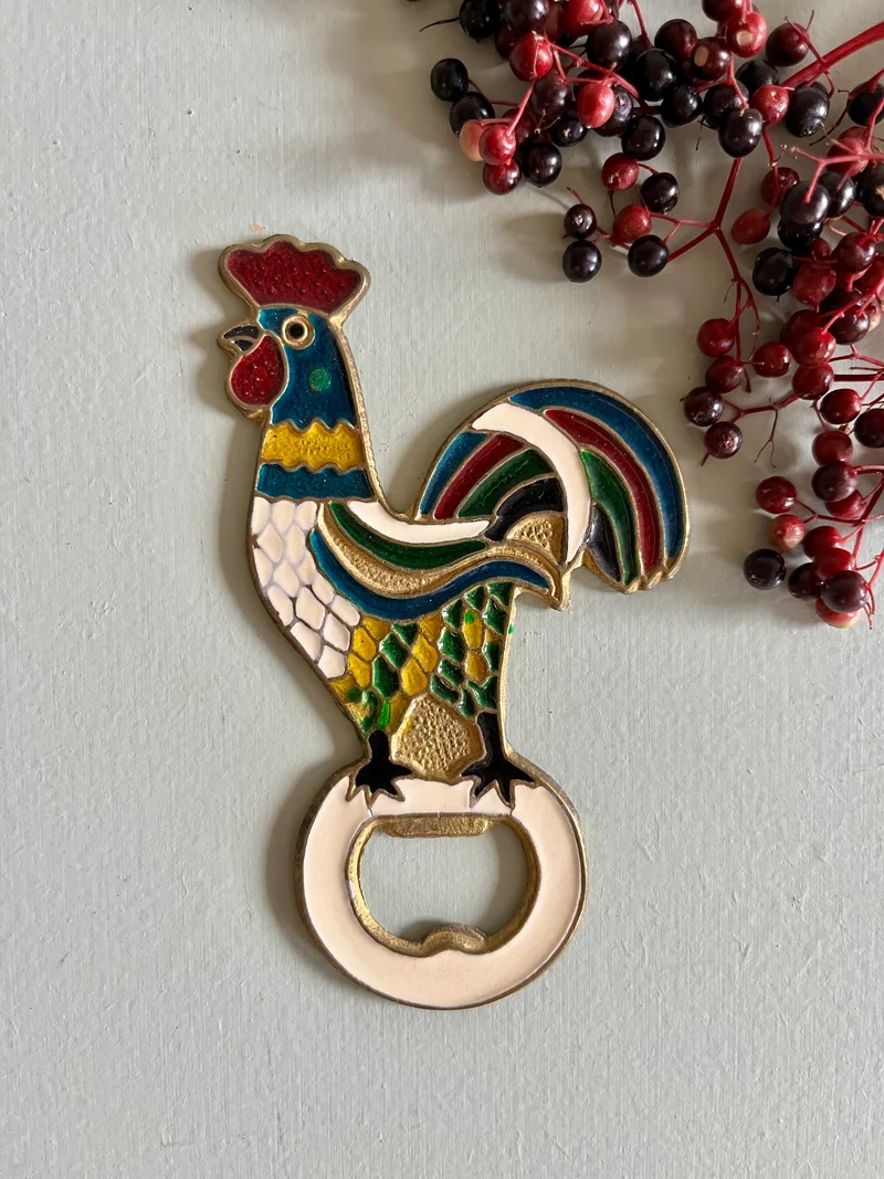 Décapsuleur ancien en bronze motif coq