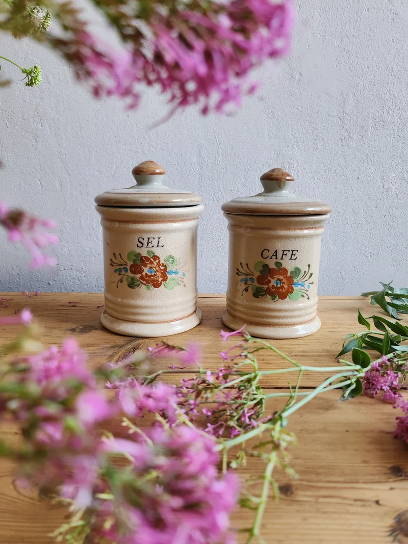 Pots en céramique sel/café lot de 2