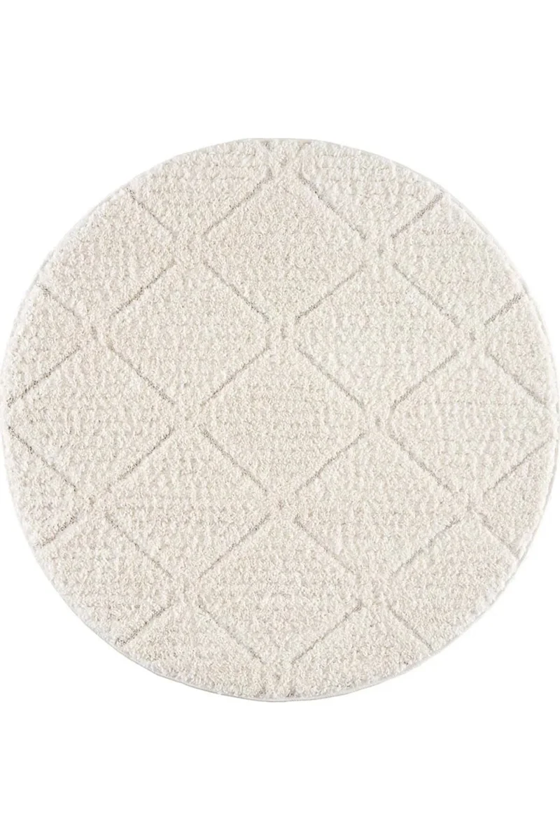 Tapis scandinave épais rond blanc 160 cm de diamètre