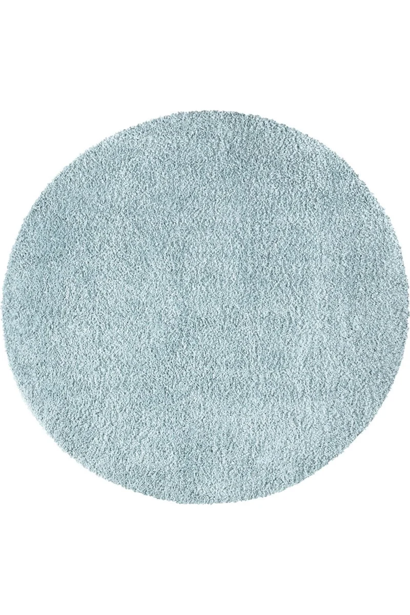 Tapis shaggy uni rond bleu clair 200 cm de diamètre