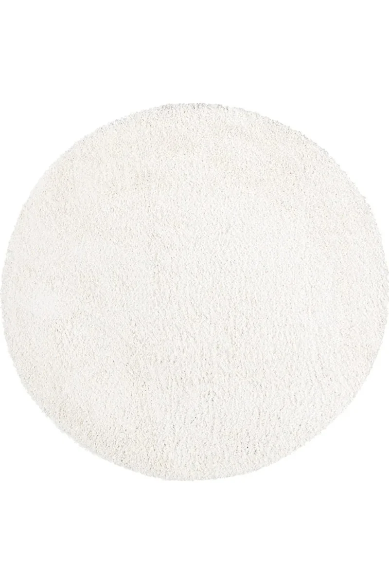 Tapis shaggy uni rond crème 80 cm de diamètre
