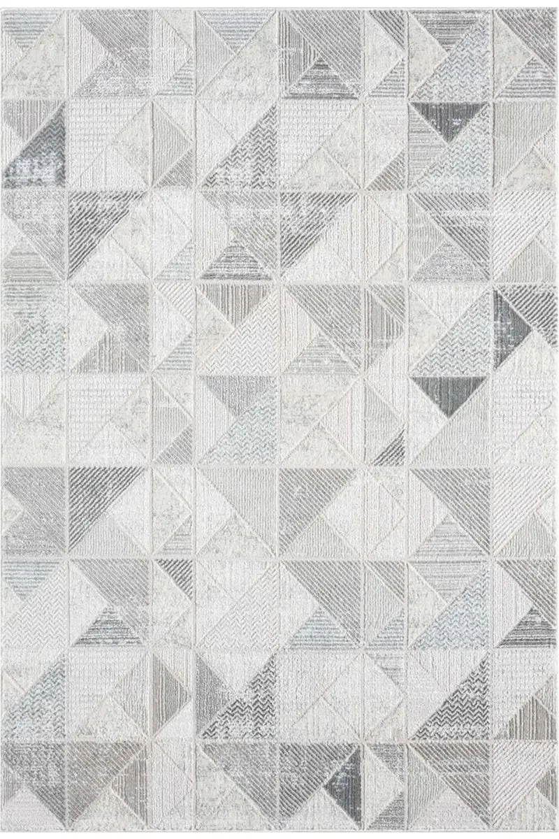 Tapis géométrique blanc et argent 80x150 cm