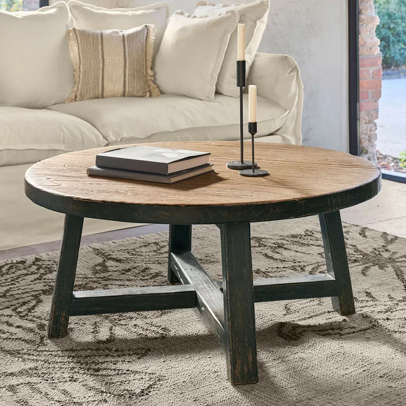 Table basse LOBERON Gorivel en bois revalorisé noir/marron