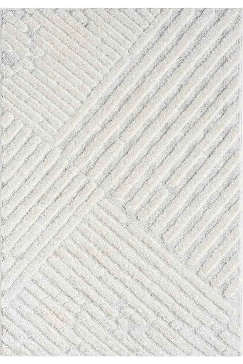 Tapis moderne texturé blanc 140x200 cm