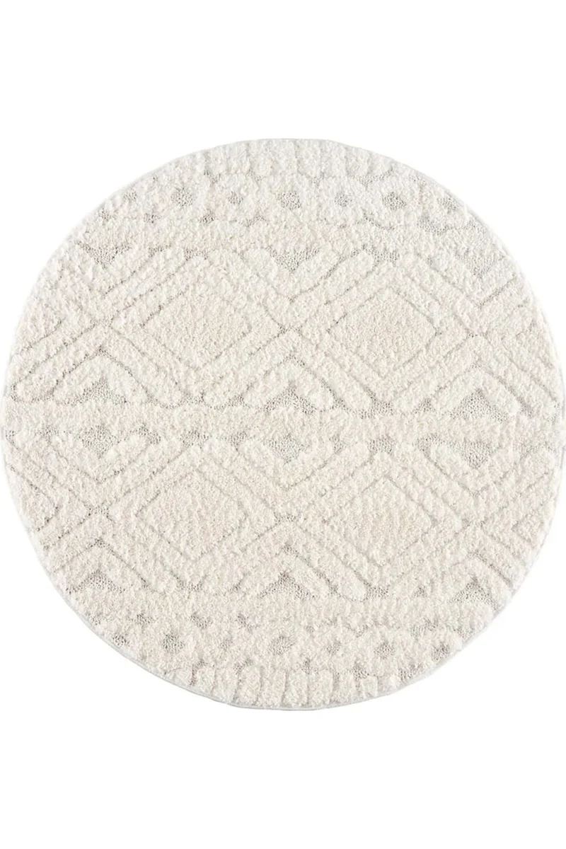 Tapis berbère épais rond blanc 160 cm de diamètre