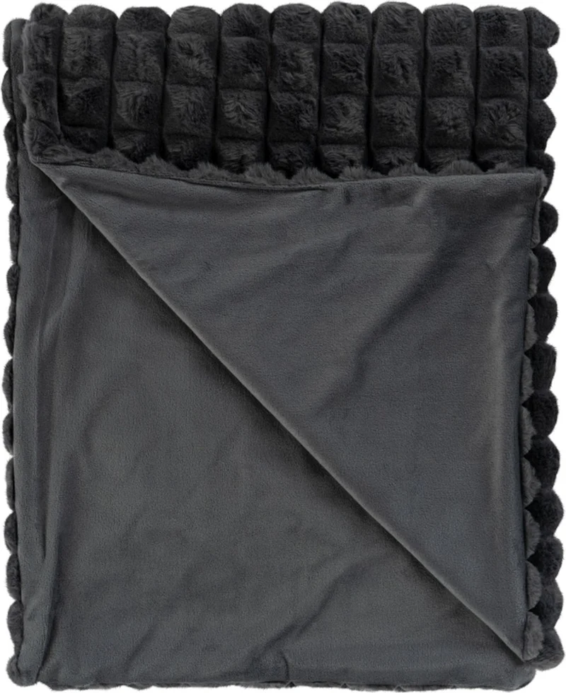 Plaid Milan Anthracite doux effet 3D