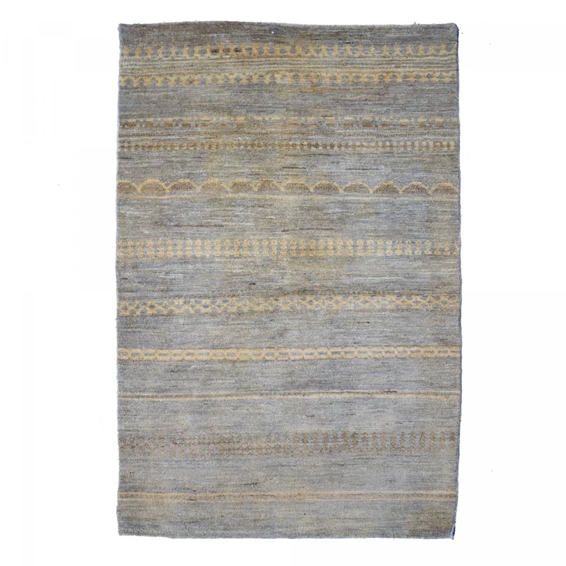 Tapis Salon en Laine Gris 93x165 cm