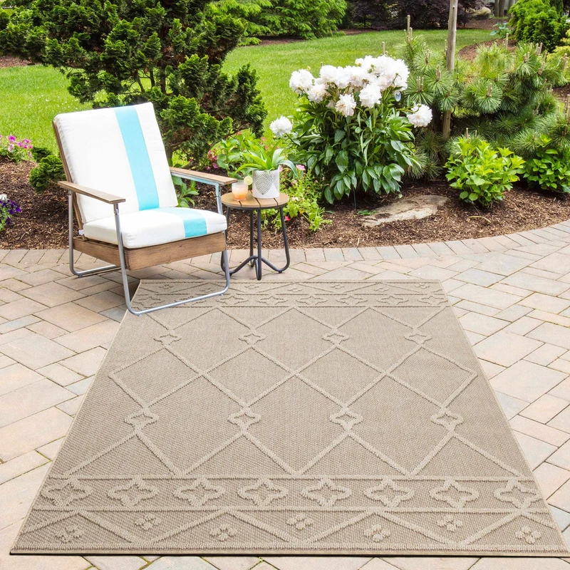 PATARA - Tapis intérieur/extérieur motif oriental beige - PAT4955BEI