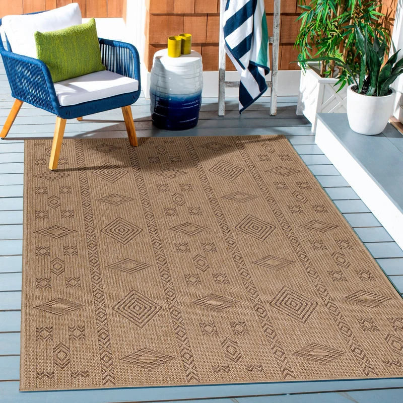 DHAKA - Tapis intérieur/extérieur aspect jute motif géométrique noir - DHA8711NOI